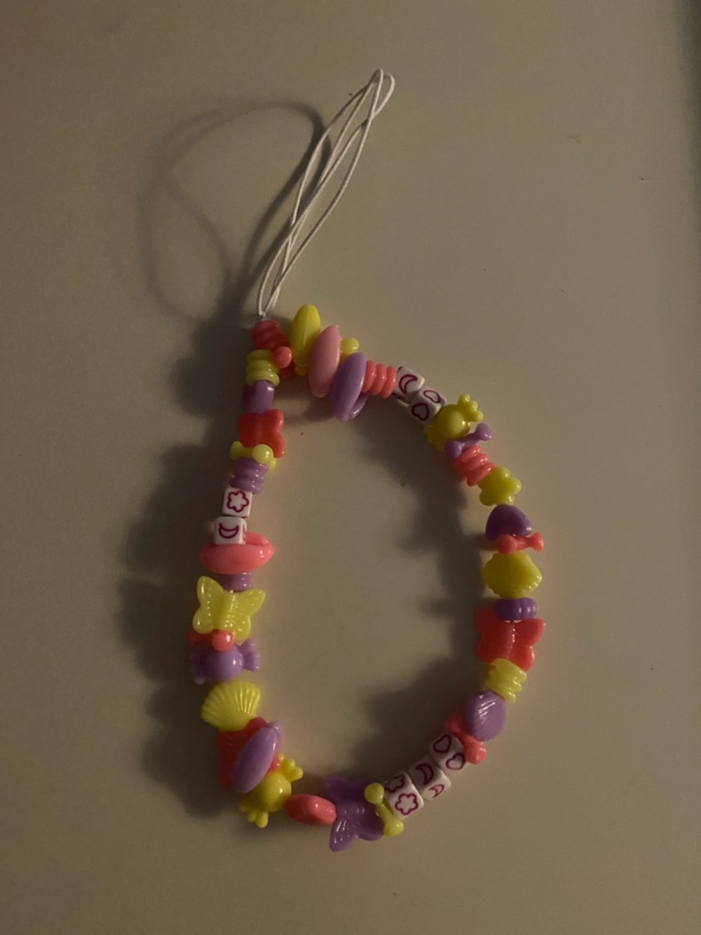 Multicolor Beaded cell phone strap - Pink, Purple & Yellow